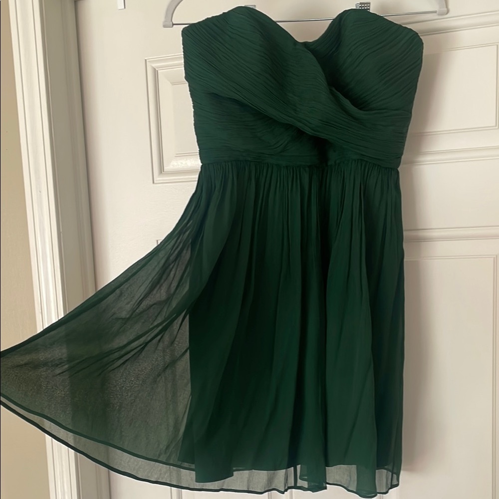 J.Crew Green Strapless Crepe Dress